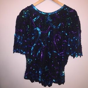 Vintage | Laurence Kazar Beaded Sequin Blouse